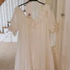 S2360a83b47eb4f60a67faf28595cf1e8z.webp Vintage Cotton Lace Nightgown – White Short Sleeve Sleep Dress