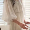 Vintage Victorian Embroidered Cotton Nightgown – White Long Sleeve Victorian Sleep Dress