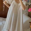 Vintage Cotton Lace Nightgown – White Short Sleeve Sleep Dress