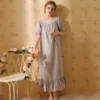 S4634ece8b7ac419692c147c995971a51c.webp French Vintage Cotton Ruffle Nightgown – Square Neck Short Sleeve Sleep Dress