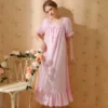 S57f6f3df13ad4ba6a36998f5518a1babR.webp French Vintage Cotton Ruffle Nightgown – Square Neck Short Sleeve Sleep Dress