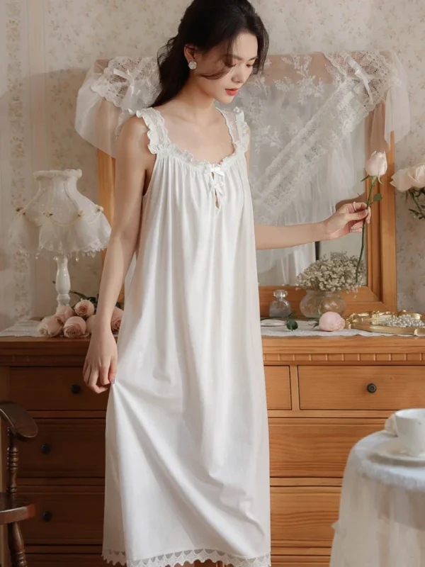 S8291f4d65ac34900877d2f6406989f59T.webp Victorian Cotton Lace Nightgown – White Sleeveless Square Neck Sleep Dress