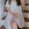 Sab03c99eca34421895bb4d86460eadc23.webp Vintage Cotton Lace Nightgown – White Short Sleeve Sleep Dress