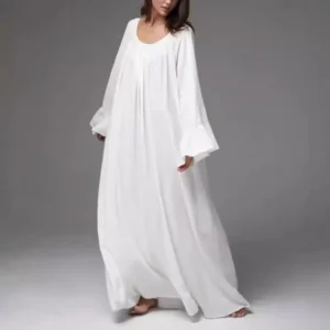 Vintage Flared Sleeve Sleep Dress – Loose Flowing Long nightgown