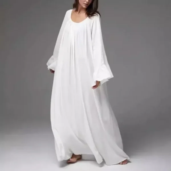 Vintage Flared Sleeve Sleep Dress – Loose Flowing Long nightgown