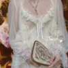 S22bee0bc31dc4c229e08e7b1cbd877947.webp Vintage Lace Tulle Robe Set – Elegant Long Sleeve Nightdress & Sleepwear