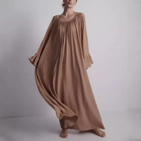 Vintage Flared Sleeve Sleep Dress – Loose Flowing Long nightgown