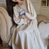 Vintage Cotton Lace Nightgown – Handmade Long Sleeve Victorian Sleepwear