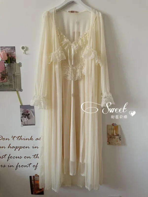 S3982448e014646988d920126712a52e0I.webp Vintage Lace Tulle Robe Set – Elegant Long Sleeve Nightdress & Sleepwear