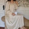 Vintage Cotton Lace Nightgown – Handmade Long Sleeve Victorian Sleepwear