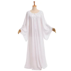 Vintage Victorian Renaissance Lace Gown – Long Sleeve Off-Shoulder Dress