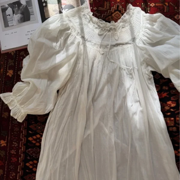 S4dbd266d8efc4affb752864ebf272b1aA.webp Handmade Vintage Victorian Lace Cotton Gown – Victorian Inspired Ankle-Length Nightgown