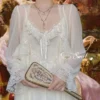 S54bf120fc7bc4fd995a6fb9dc3c9a224K.webp Vintage Lace Tulle Robe Set – Elegant Long Sleeve Nightdress & Sleepwear