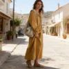 Vintage Victorian Cotton Linen Mori Dress – Long Sleeve Loose French Dress