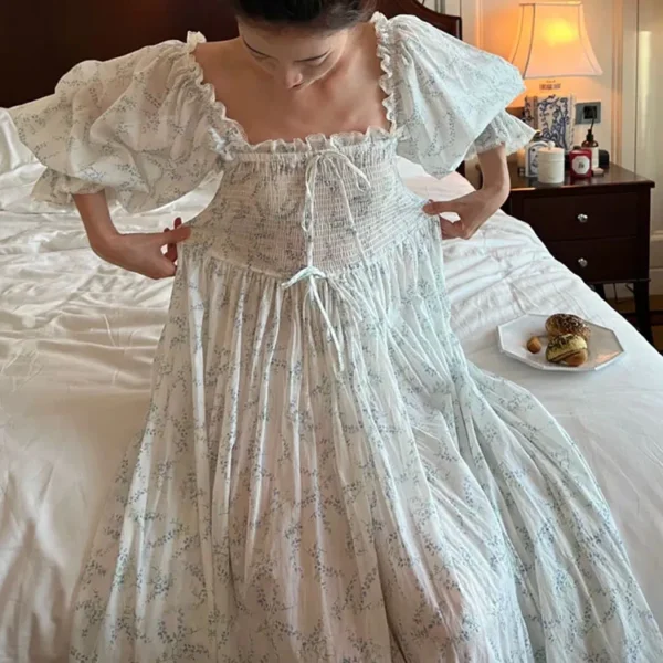 S613eea4f90bc4177ae7fb4b53b02e832T.webp Vintage Victorian Cotton Floral Nightgown – EdwardianRetro Long Sleeve Sleep Dress
