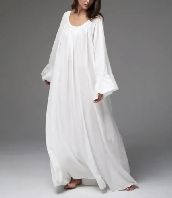 Vintage Flared Sleeve Sleep Dress – Loose Flowing Long nightgown