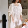 Handmade Vintage Victorian Cotton Nightgown – Long Sleeve Edwardian Nightgown