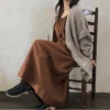 Vintage Victorian Cotton Linen Mori Dress – Long Sleeve Loose French Dress