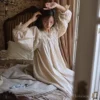 Vintage Cotton Lace Nightgown – Handmade Long Sleeve Victorian Sleepwear