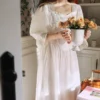 Handmade Vintage Victorian Cotton Nightgown – Long Sleeve Edwardian Nightgown