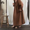 Vintage Victorian Cotton Linen Mori Dress – Long Sleeve Loose French Dress