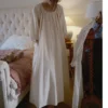 S9909455d6e9f410badd57db443943958v.webp Vintage Victorian Cotton Embroidered Nightgown – Long Sleeve Ankle-Length Edwardian Sleep Dress