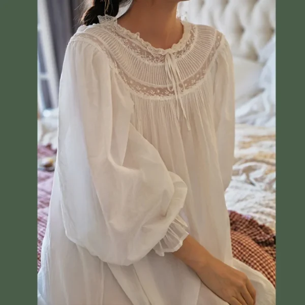 Sa62f0574577f481fb3c93c222664fbc7Q.webp Handmade Vintage Victorian Lace Cotton Gown – Victorian Inspired Ankle-Length Nightgown