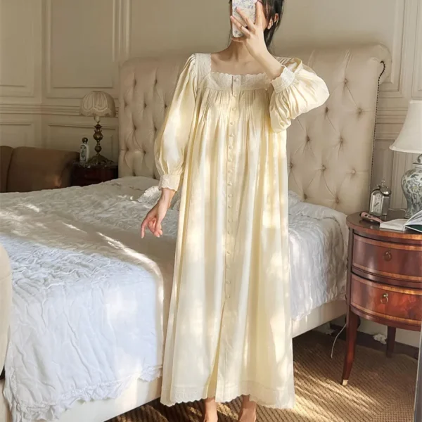 Sa67dd0d1519b47aeadab4bcdacd8a815K.webp Vintage Victorian Cotton Embroidered Nightgown – Long Sleeve White Victorian Sleep Dress
