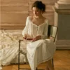 Sa753f875a5b84221bf5cec71fb8ffcdco.webp Vintage Edwardian Cotton Lace Nightgown – White Long Sleeve Sleep Dress