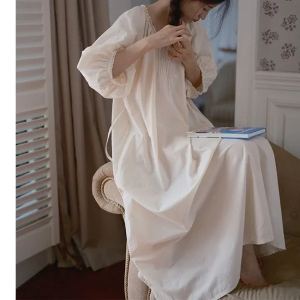 Sac59153093a34fce9cdd40f8ac51ef7et.webp Vintage Victorian Cotton Embroidered Nightgown – Long Sleeve Ankle-Length Edwardian Sleep Dress