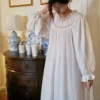 Sad4dc0d4fc884e628691f107df9269d6V.webp Handmade Vintage Victorian Lace Cotton Gown – Victorian Inspired Ankle-Length Nightgown