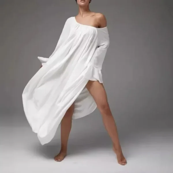 Vintage Flared Sleeve Sleep Dress – Loose Flowing Long nightgown