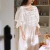 Handmade Vintage Victorian Cotton Nightgown – Long Sleeve Edwardian Nightgown