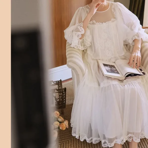 Se0682715c1984db78a9fd4df79bce8b4X.webp Vintage Victorian Cotton Gauze Nightgown – White Long Sleeve Lace Sleep Dress