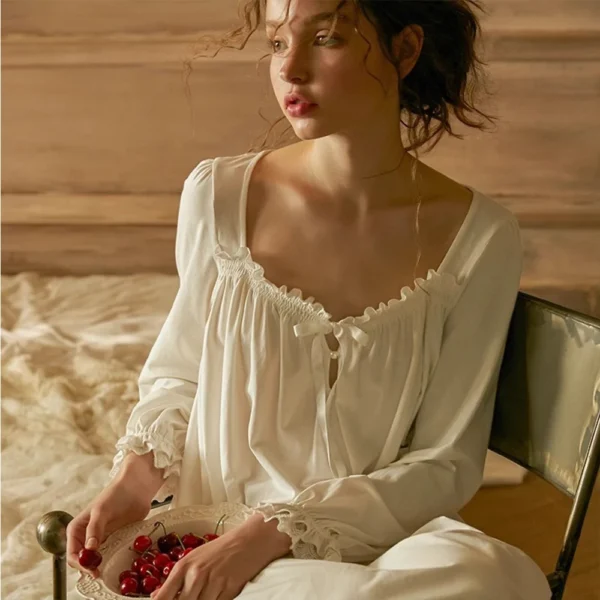 Se45f7b9e652a4e3a98c88ec58d7a6ce9v.webp Vintage Edwardian Cotton Lace Nightgown – White Long Sleeve Sleep Dress