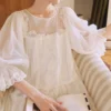 Sea4ee66f8a254a5bb4700ebea46f4fe5v.webp Vintage Victorian Cotton Gauze Nightgown – White Long Sleeve Lace Sleep Dress