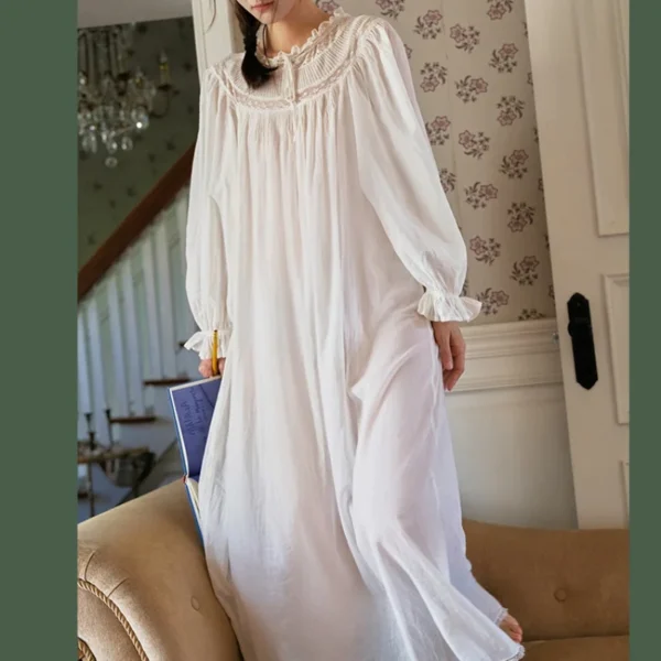 Sf08a053b0851425684703aecb19ede7fX.webp Handmade Vintage Victorian Lace Cotton Gown – Victorian Inspired Ankle-Length Nightgown