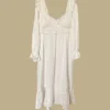 Vintage Victorian Cotton Lace Nightgown – White Long Sleeve Edwardian Sleepwear