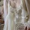 Sfcdcafc4f4534d409a25753276af29faQ.webp Vintage Lace Tulle Robe Set – Elegant Long Sleeve Nightdress & Sleepwear