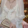 Sfd7ef91e88554245842b96014adc3e804.webp Vintage Lace Tulle Robe Set – Elegant Long Sleeve Nightdress & Sleepwear