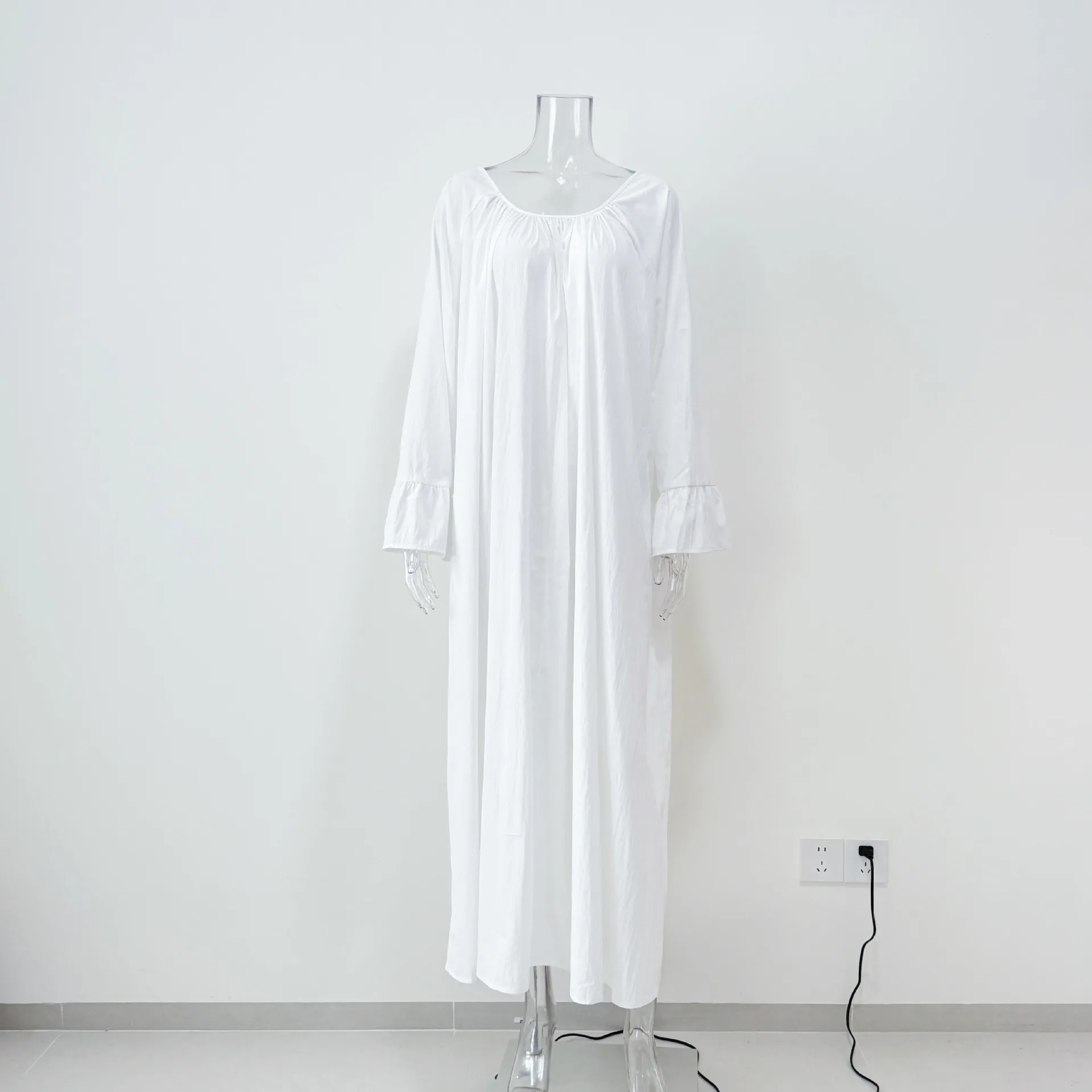 Vintage Flared Sleeve Sleep Dress – Loose Flowing Long nightgown – detail view 10