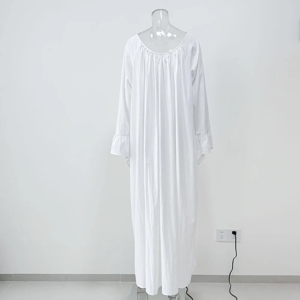 Vintage Flared Sleeve Sleep Dress – Loose Flowing Long nightgown – detail view 12