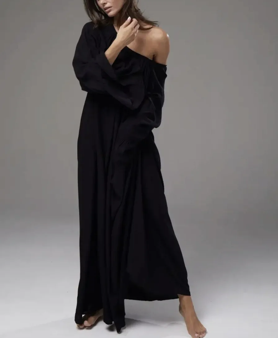 Vintage Flared Sleeve Sleep Dress – Loose Flowing Long nightgown – detail view 20
