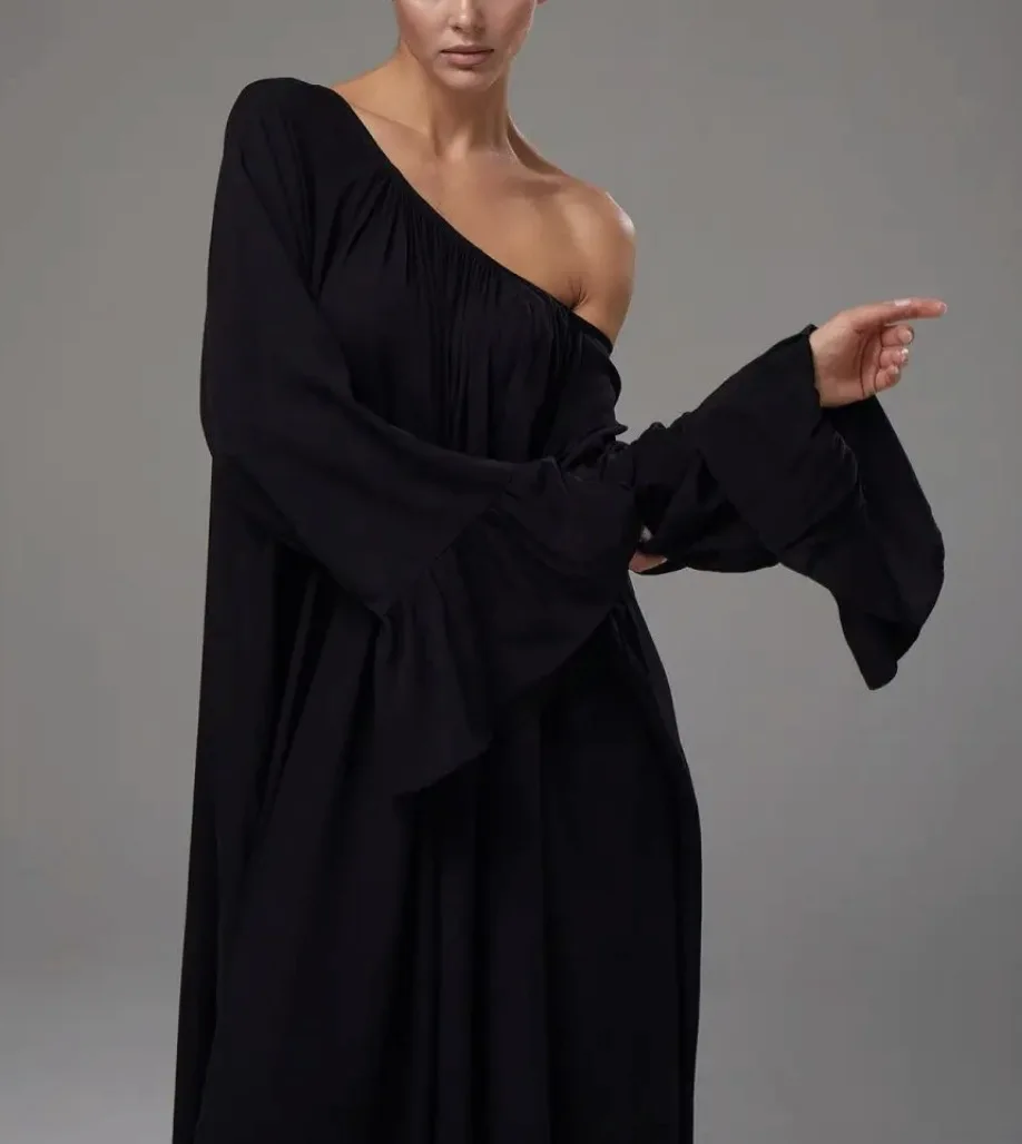 Vintage Flared Sleeve Sleep Dress – Loose Flowing Long nightgown – detail view 21