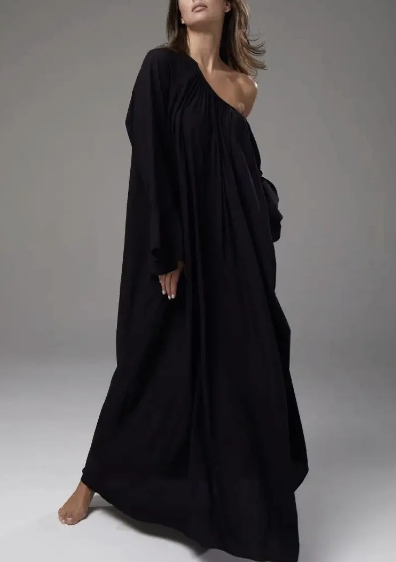 Vintage Flared Sleeve Sleep Dress – Loose Flowing Long nightgown – detail view 23