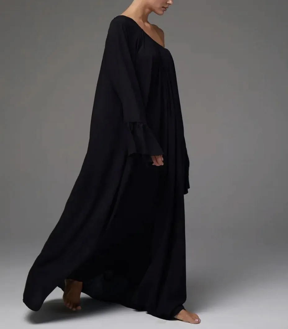 Vintage Flared Sleeve Sleep Dress – Loose Flowing Long nightgown – detail view 24