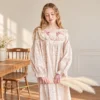 Vintage Pink Floral Nightgown – Lace Square-Neck Midi Sleep Dress Vintage pink floral nightgown featured product image